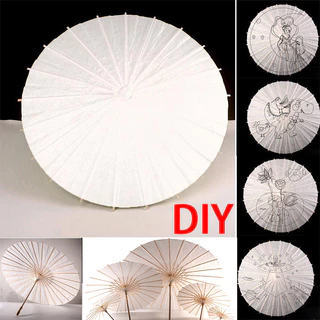 ร่มไม้กระดาษสีขาว 20/40/60/84ซม.ใช้DIY ตกแต่งถ่ายภาพ สไตล์จีนวินเทจ