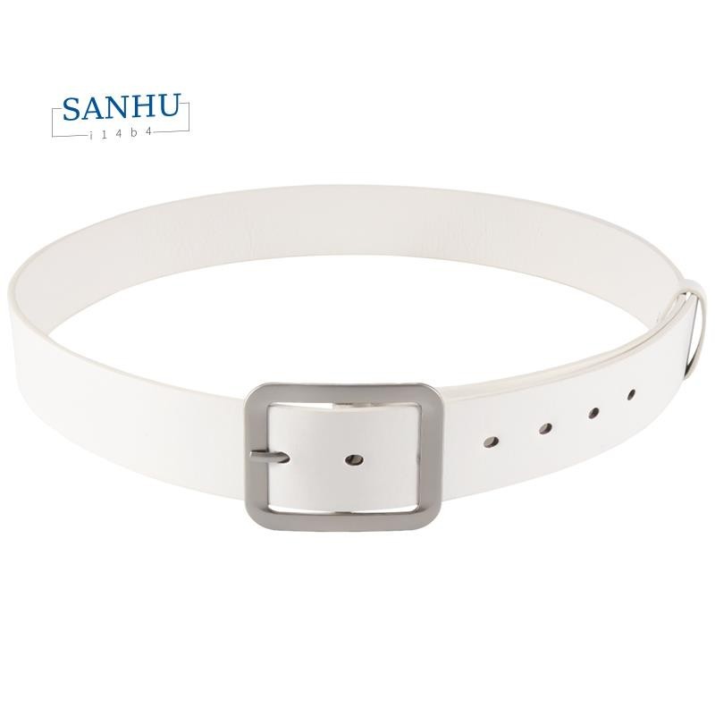 【sanhui14b4 】 เข ็ มขัดลําลองผู ้ ชาย เข ็ มขัดหนังเทียม เข ็ มขัดรัดเอว สีขาว