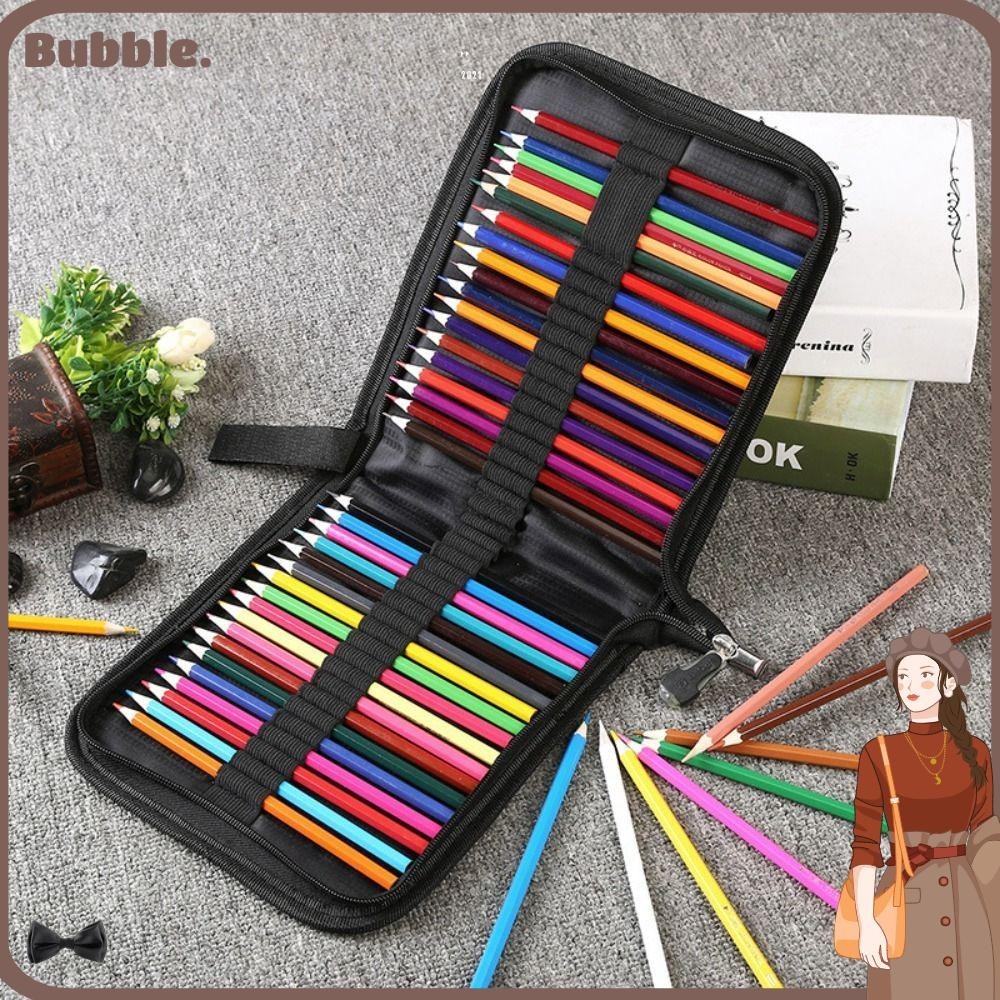 Bubble ปากกา Curtain, 36/48/72 หลุมกระเป ๋ าดินสอสีดํา , Professional ผ ้ าใบพับปากกาใส ่ ภาพวาดดินสอออแกไนเซอร ์ อุปกรณ ์ ศิลปะ