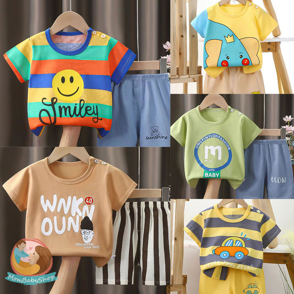 ชุดสีทึบ 2 ชิ้น ชุดเซ็ทเด็กสีสดใสลายน่ารัก