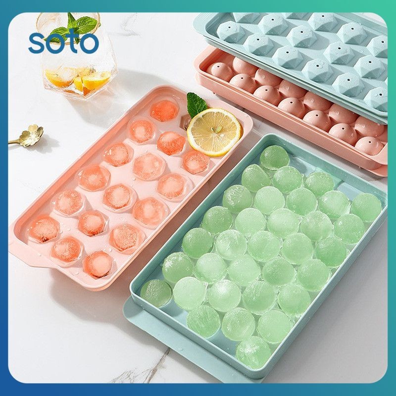 ♫ 33 ตาราง Ice Ball Moulds Diy ถาดน้ำแข็งโฮมเมดสำหรับค็อกเทลวิสกี้เครื่องดื่มเย็น Bar Party Supply น้ำแข็งทำห้องครัว Party Ice Ball Maker