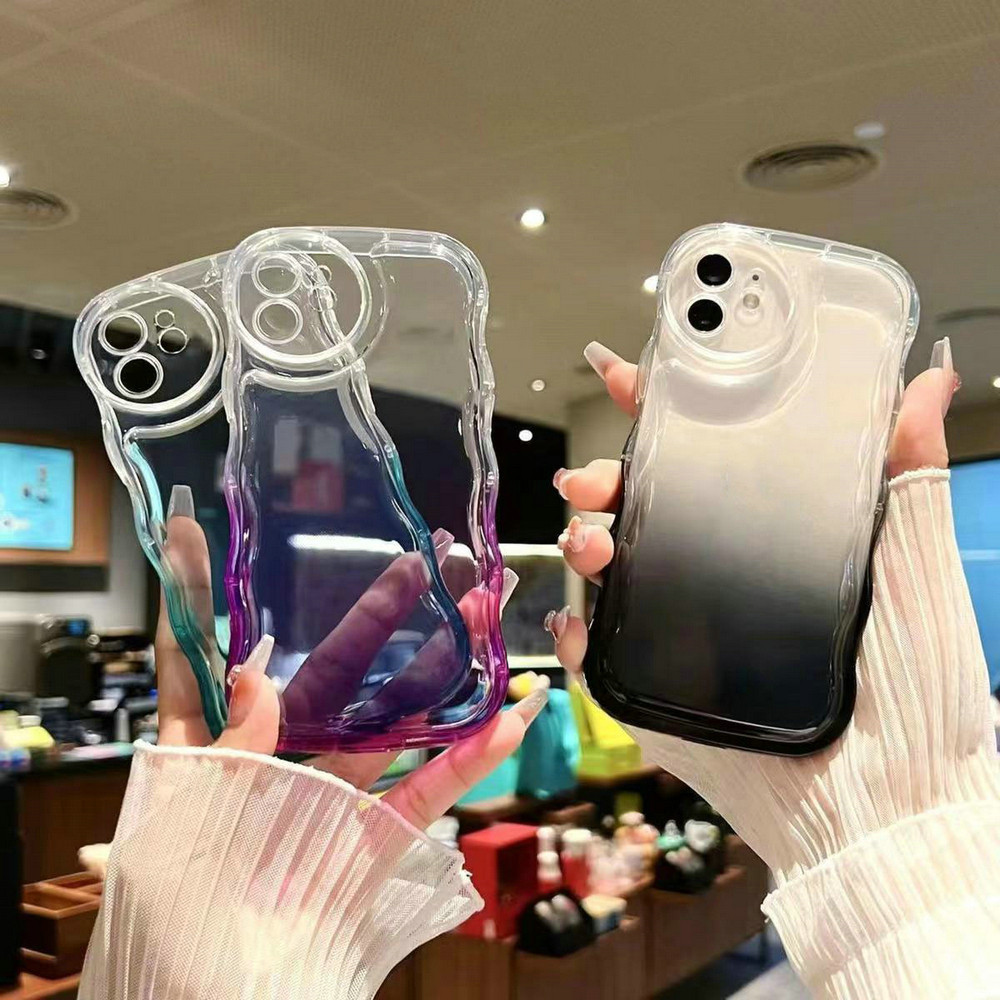 BLD| เคส สำหรับ Y73 Y76 Y78 V5 V5s V5 Lite V9 V15 V17 Pro V19 Neo V20 V21E V23 V23E V25 V25E V27 Pro V27E V29 Lite V29E Soft Glossy Green Purple Black Gradient Color Wave Edge Case