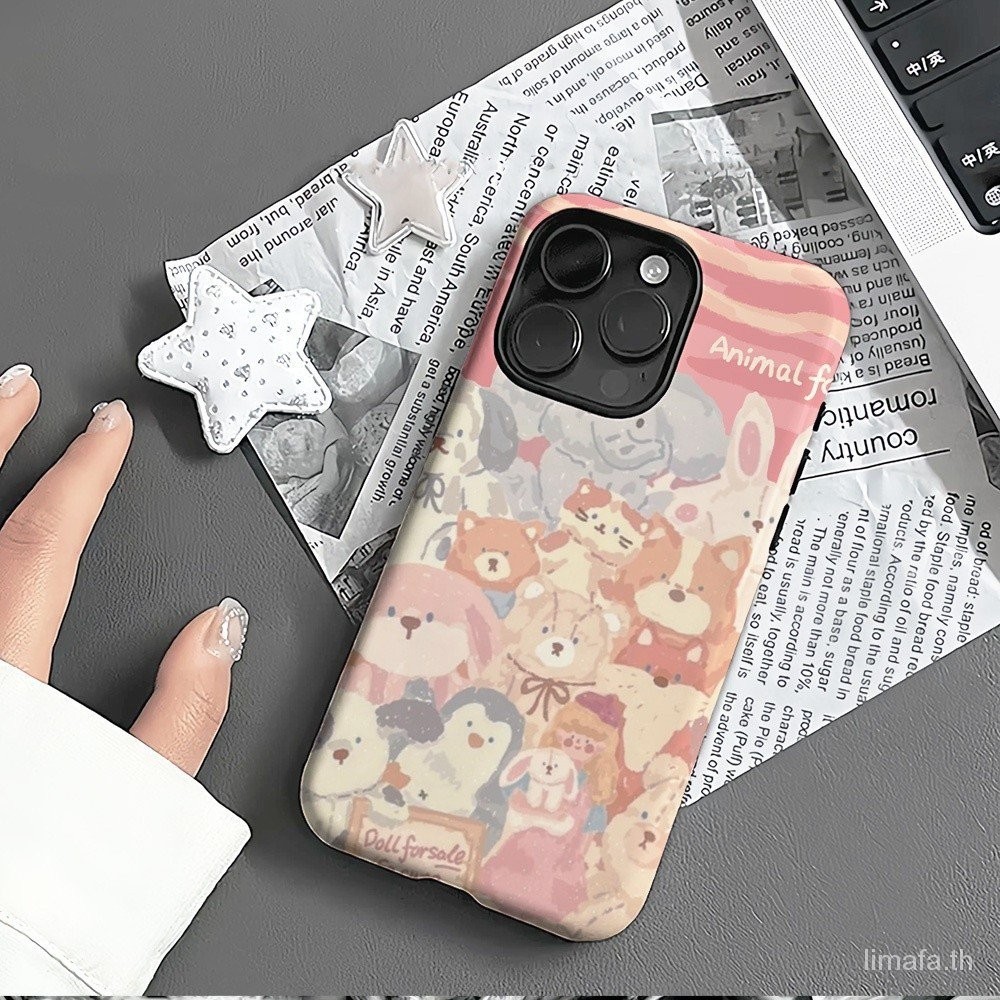 2 in 1 Double Layer Animal Park รูปแบบป้องกันกรณีเหมาะสําหรับ iPhone 12 14 XS 12ProMax 11ProMax 13ProMax 15Pro 15Plus 11 12Pro เคสโทรศัพท์ 7/8Plus ป้องกันฝุ่นกันกระแทกสองชั้น Hard Case โทรศัพท์ป้องกันกรณี FL 14ProMax 15ProMax ฟโรแม็กซ์ 13พี