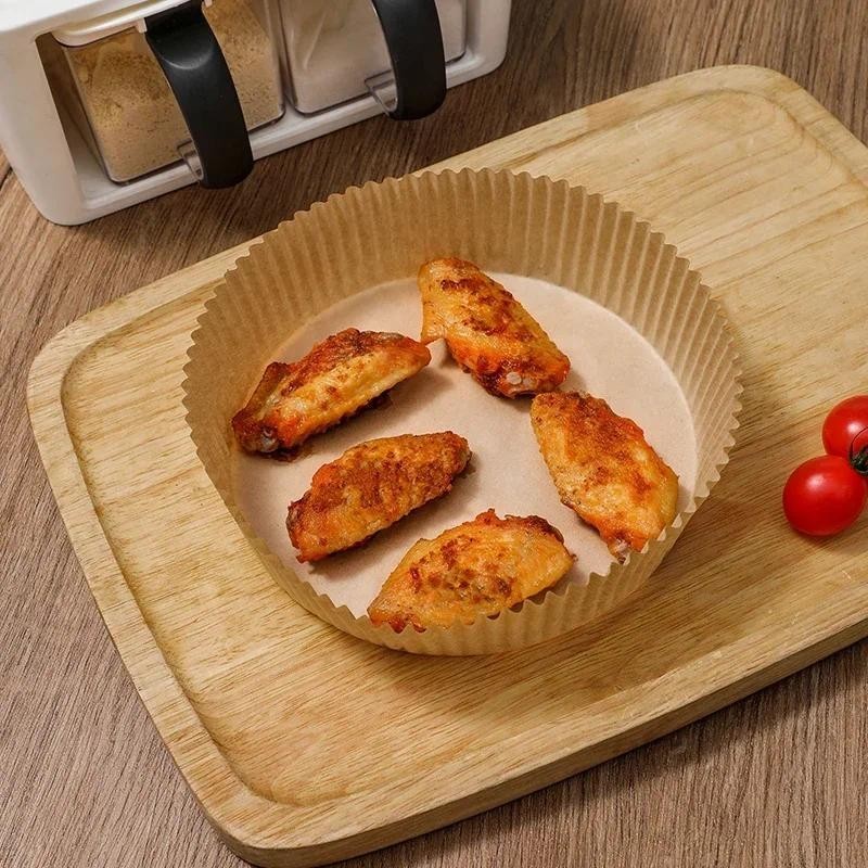 25/50 ชิ้น Air Fryer Mat Air Fryer อุปกรณ์เสริมรอบทิ้ง Parchment กระดาษน้ํามันถาด Non-Stick Baking