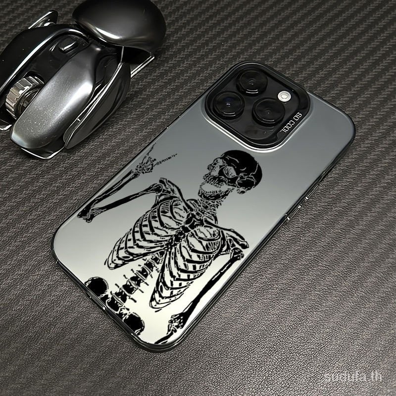Art ที่ไม่ซ้ํากันโครงกระดูก iPhone เคสโทรศัพท์เหมาะสําหรับ iPhone 11 11promax 12 13 14 15 pro max 14pro 13pro 13promax xr xsmax 8plus 14promax กันกระแทกกรณี