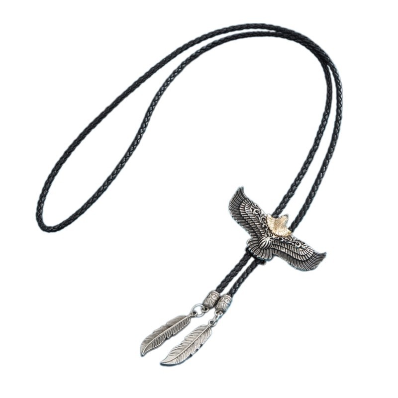 Char Mens ผู้หญิงอเมริกัน Bolo Tie โลหะ Flying Eagle คาวบอยหนังเชือกเนคไทสร้อยคอตะวันตกพร้อมจี้ Feathered ราคา ถูกที่สุด ดีลบีเคเค แกลเลอรีภาพที่ 9
