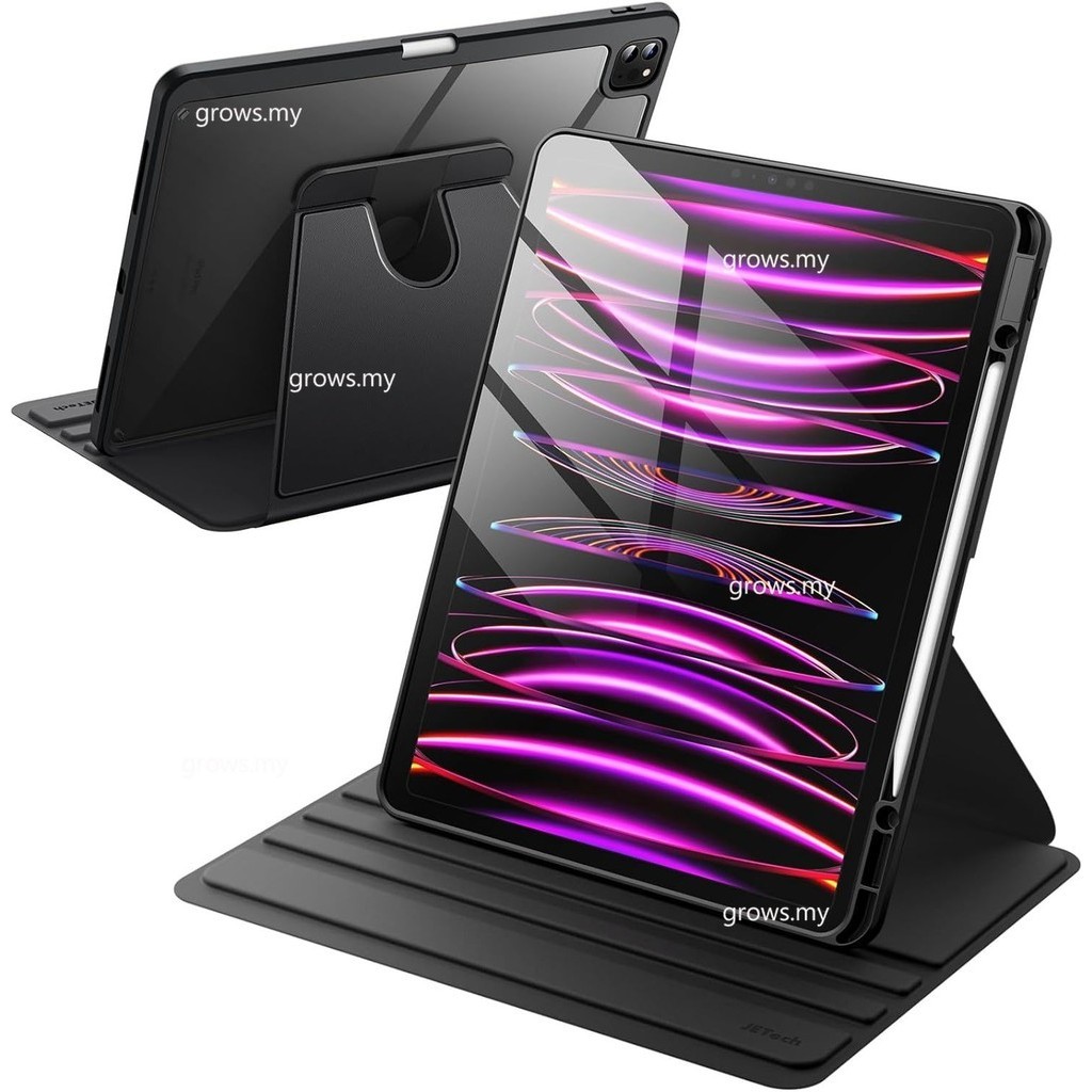 หมุนสําหรับ iPad Pro 13 2024 M4 Pro 11 12.9 Air 6/5/4 Air11 9.7 10th Gen9 10.2 10.5 mini6 พร้อมที่ใส่ดินสอ 360 องศาหมุนฝาครอบป้องกัน