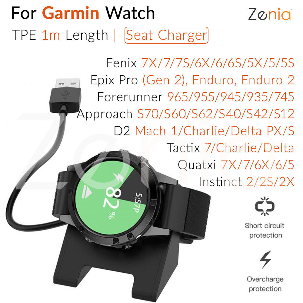 นาฬิกาสายชาร์จ Dock Adapter สําหรับ Garmin Fenix 7X 7S 6 6X 6S Pro Quatix Approach S70 S60 S62 X10 Tactix D2 Mach 1 Delta PX Charlie Instinct 2X Camo Tactical epix Gen 2 Endru