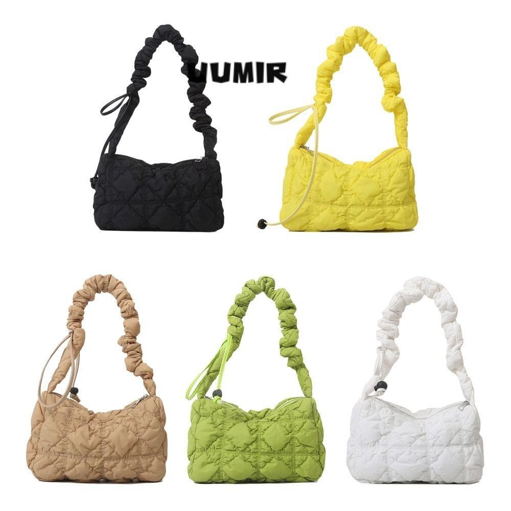 UUMIR   กระเป๋าสะพายไหล่ลําลอง แต่งจับจีบ สีพื้น สําหรับผู้หญิง – โปรปัง
