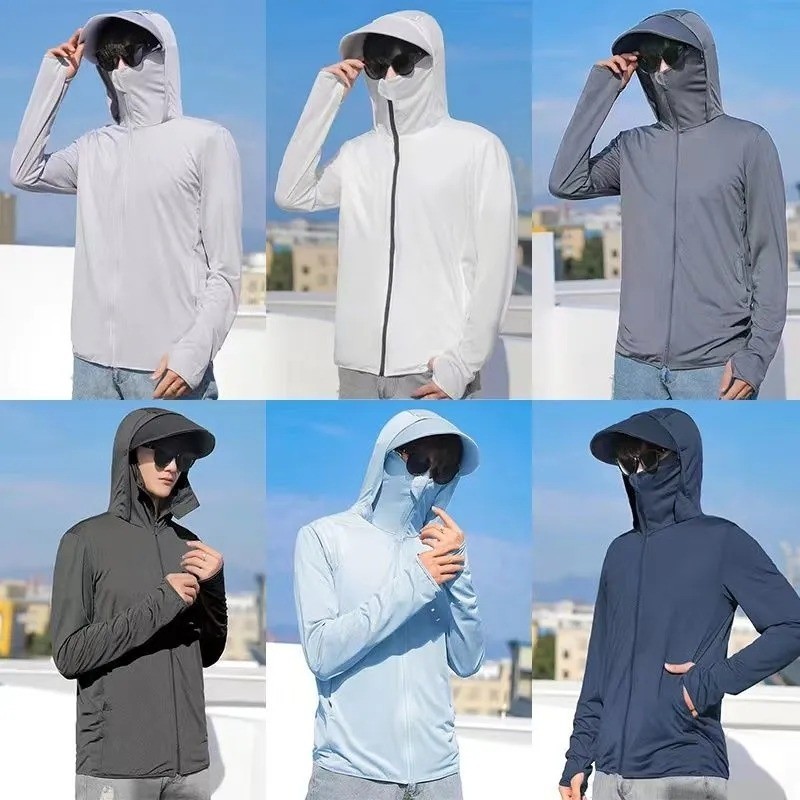 Upf50+ เสื้อแจ็กเก็ตกันแดด เสื้อแจ็กเก็ต มีฮู้ด ป้องกันรังสียูวี ระบายอากาศได้ดี ป้องกันแดด เหมาะกับฤดูร้อน สําหรับผู้ชาย