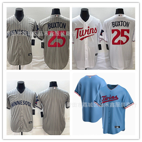 Minnesota Twins Minnesota Twins Jersey No. 25 ชุดเบสบอลปักผู้ชาย Buxton LMVU