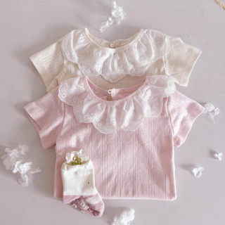 ฤดูร้อนทารกแรกเกิดเสื้อผ้าเด็กทารกชุดบอดี้สูทแขนสั้นลูกไม้ Ruffled Collar เด็กทารก รอมเปอร์เด็กผู้หญิง 0-24 เดือน