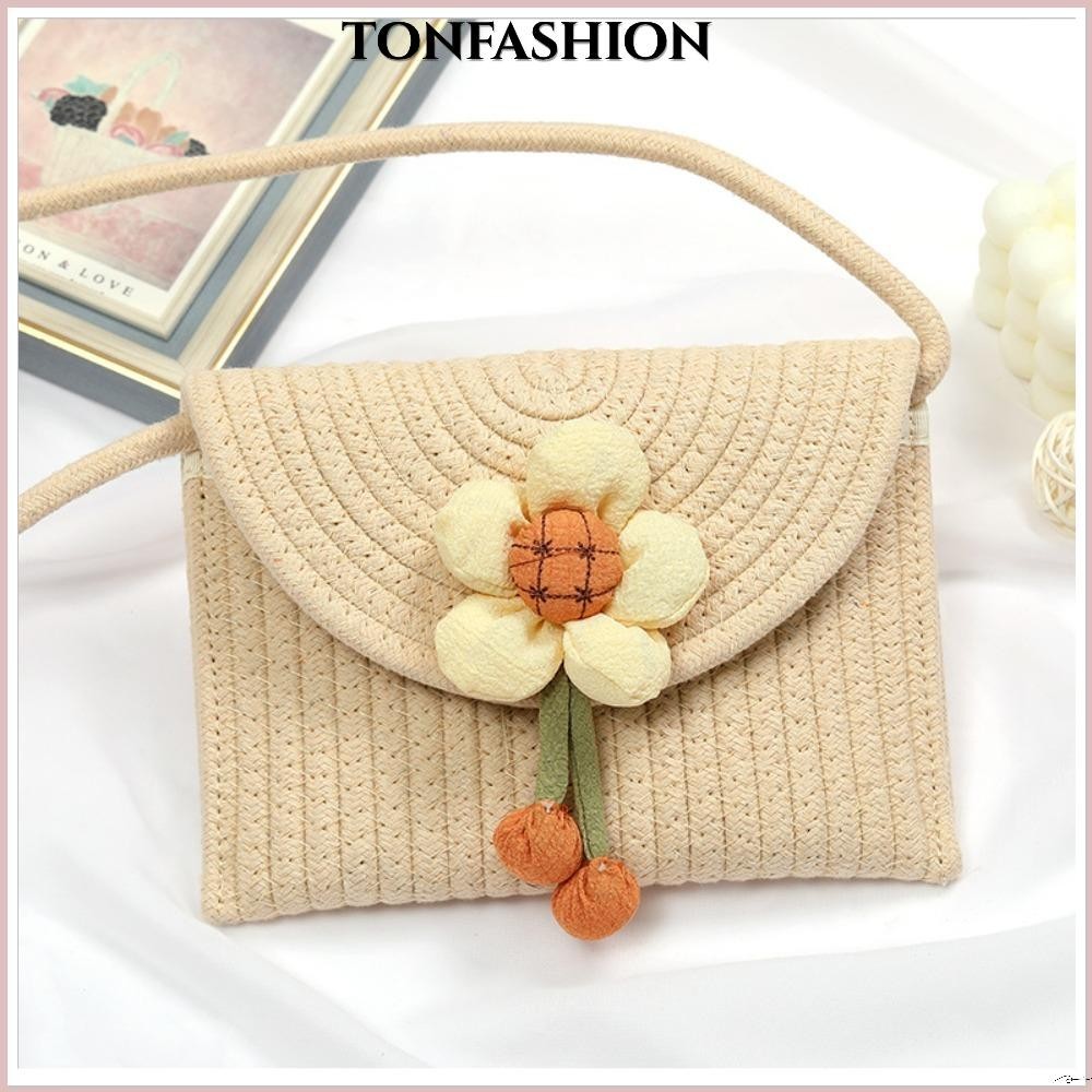 Trumpet กระเป๋าสานฟาง, กระเป๋าคลัทช์ย้อนยุคอินเทรนด์, ขายดี Casual Flap Beach Bag Lady