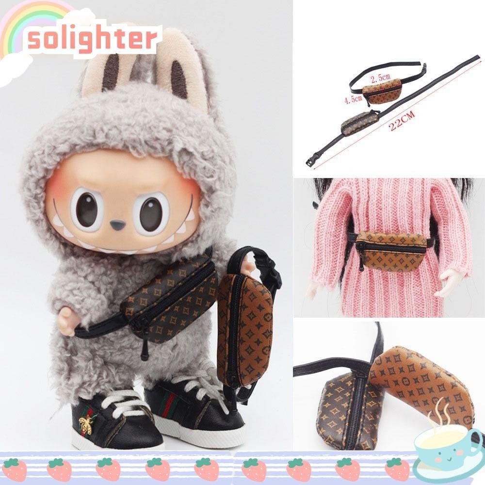 Solighter Labubu กระเป๋า, Labubu Time To Chill Filled Lina Belle ตุ๊กตากระเป๋าเป้สะพายหลัง, EXO KPOP ตุ๊กตา JP 1/6 ตุ๊กตา BJD ตุ๊กตา Crossbody กระเป๋าสําหรับ 15-20 ซม. Labubu