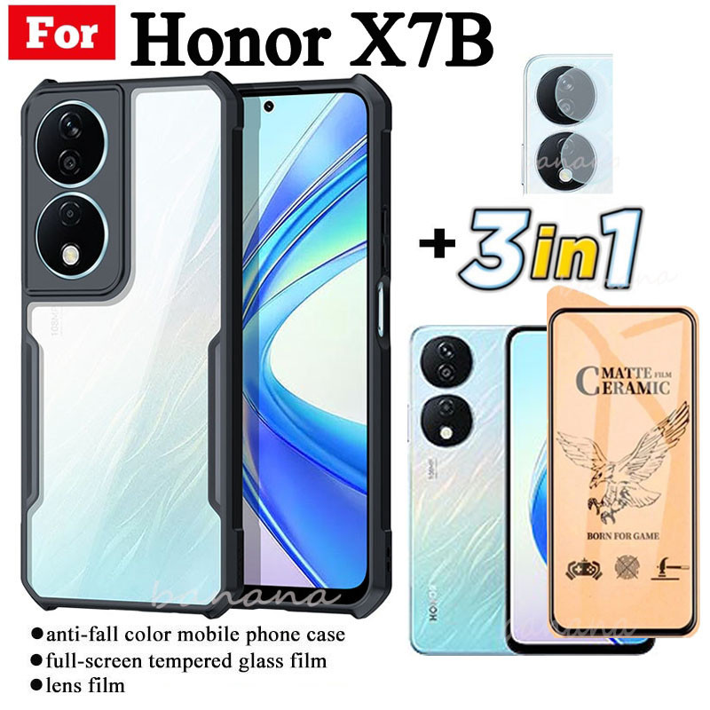 3 ใน 1 Honor X7B เคสโทรศัพท์กันกระแทกสําหรับ Honor X7 B X 7B X8B X7A X7B เซรามิค Frosted ฟิล์ม + ฟิล
