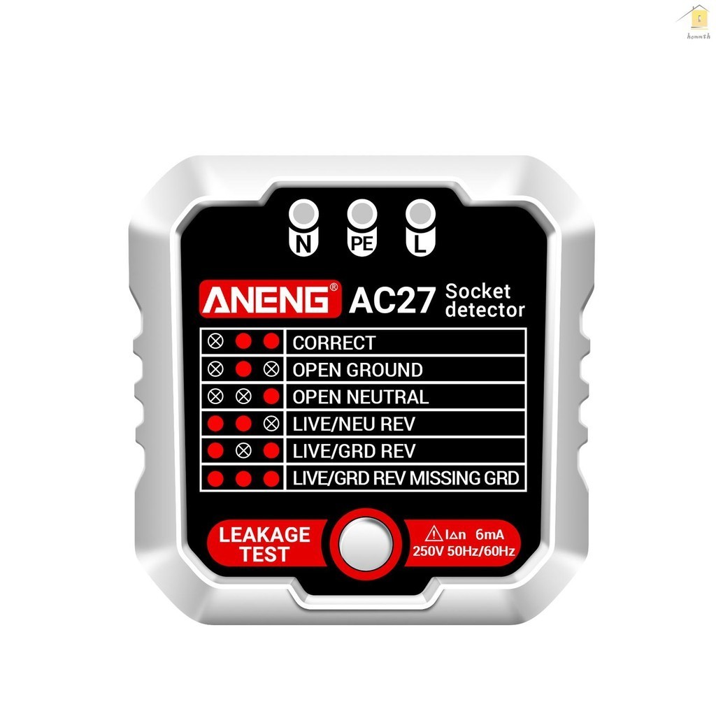 ANENG 【⚙️Hommaneng Outlet Tester 250V Fast Detection Socket Tester Receptacle Detector ปลั๊กการรั่วไ