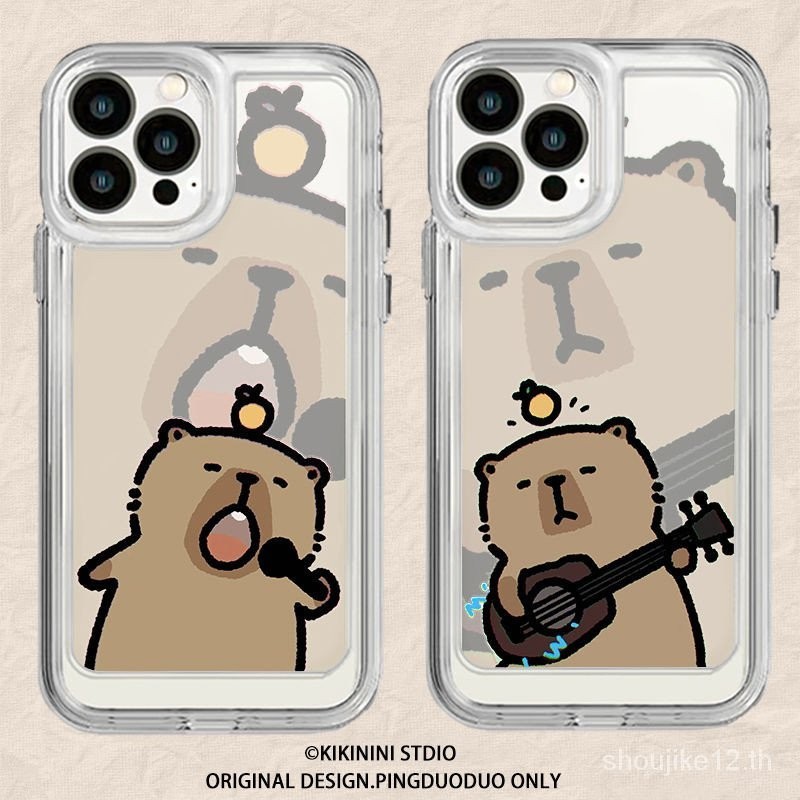คู่ร้องเพลง Capybara Kapibara เหมาะสําหรับ iPhone 15 12 11 13 14 Plus ProMAX ใช้งานร่วมกับ Hard ซิลิโคน XS MAX78SE (2020) XRX Shock-proof TPU โปร่งใสเคสโทรศัพท์ I3FX