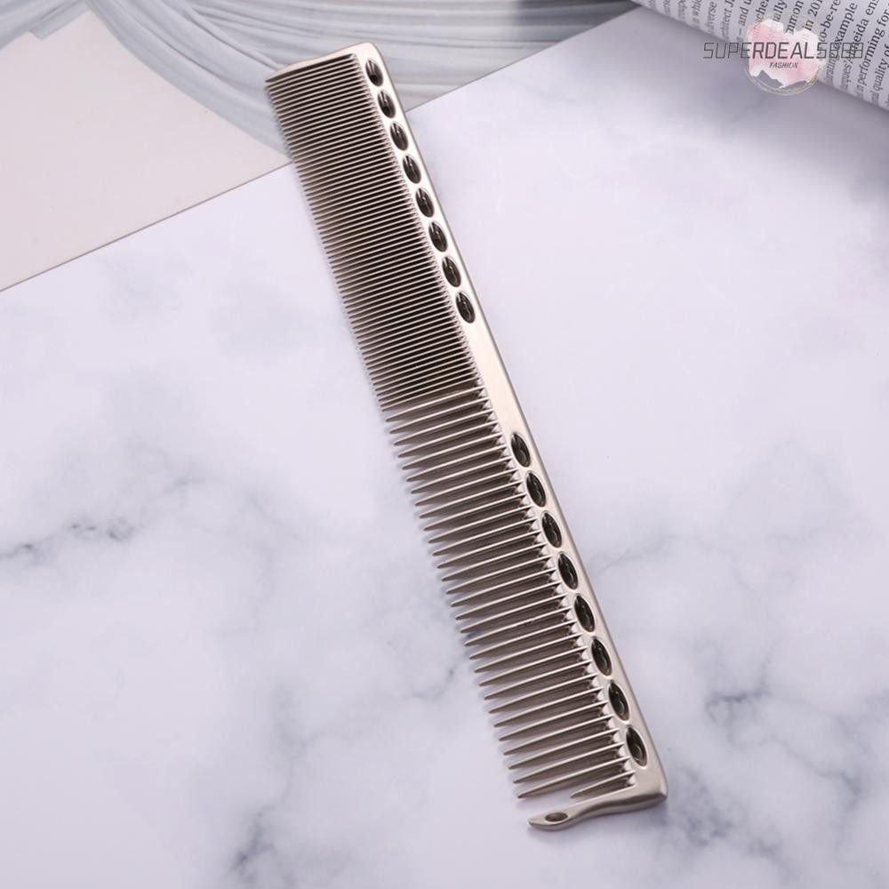 [SuperDeals888.th ] อลูมิเนียมโลหะ Anti-static Hairdressing หวีตัดผม Dying Hair Brush