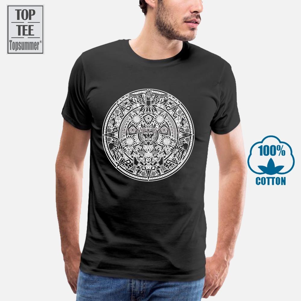 Aztec Mandala T Shirt Indians Maya Sign Calendar Mexico