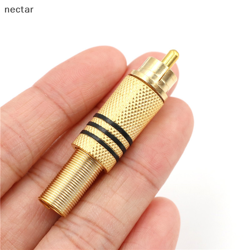 Tar 10 ชิ้น RCA Connector ชายแจ็คปลั๊กเสียง Vedio เชื่อมทองสีแดงสีดํา N