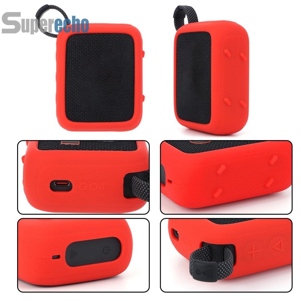 เคสซิลิโคนลําโพงป ้ องกันรอยขีดข ่ วนพร ้ อมคาราบิเนอร ์ สําหรับ JBL GO 4 [suprecho.th ]