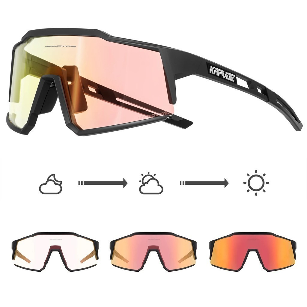 BC KAPVOE Red Photochromic Cycling Glasses Men MTB Cycling Sunglasses Women Road Bicycle Glasses UV400 Outdoor Bicycle S