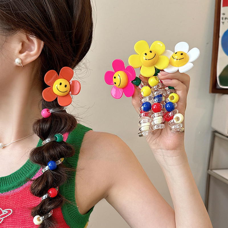 ผู้หญิงดอกทานตะวันเกลียวเชือกผมผูกผมยางหางม้าเครื่องประดับผม