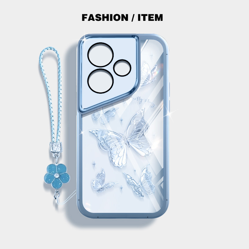 Ybd INS สไตล์เคสโทรศัพท์สําหรับ Infinix ITEL A70 A80 A665L ร้อน 30i ร้อน 30 เล่น NFC X669 X669C X669D X6835B X6831 X6832 Niche ผีเสื้อปลอกพร้อมเลนส์ป้องกัน