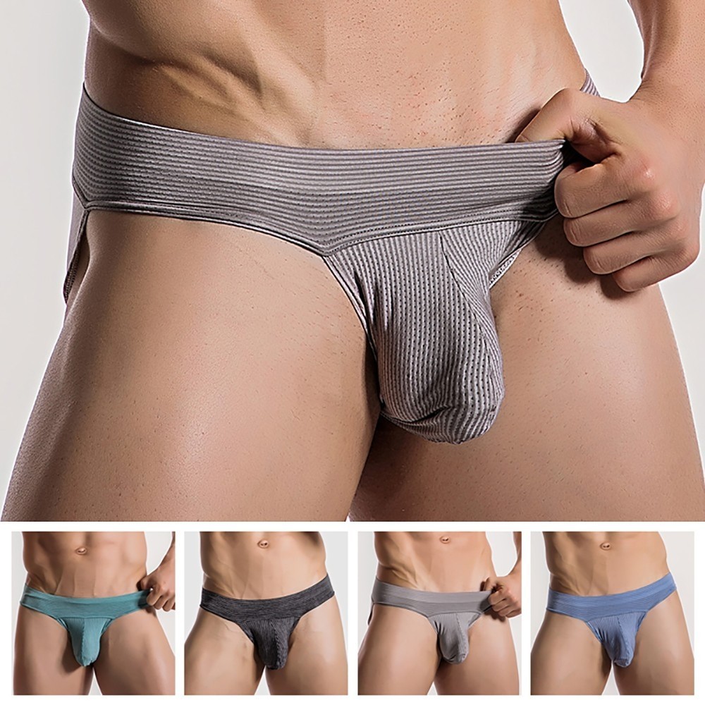 กางเกงชั ้ นในบุรุษ T-back U-Bulge บิกินี ่ Breathable Slimfit สไตล ์ สีทึบ