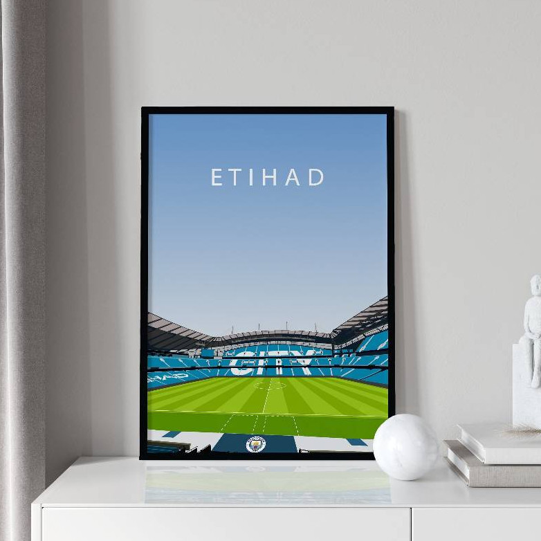 โปสเตอร์ฟุตบอล ️ Etihad Stadium of Manchester City Team - ภาพวาดติดผนัง - ตกแต่งผนัง -