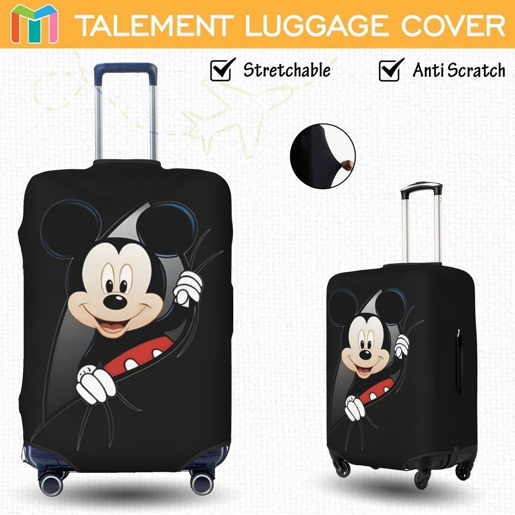 Disney ผ้าคลุมกระเป๋าเดินทาง ผ้าสแปนเด็กซ์ แบบยืดหยุ่น ยืดหยุ่น Mickey Mouse Luggage Cover 18 20 22 24 26 28 30 32 นิ้ว DEF156