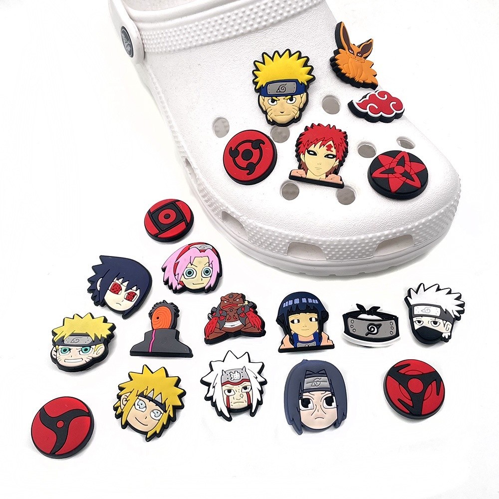 Naruto Jibbitz จิ๊บบิท อุปกรณ์ตกแต่งรองเท้า ชุดเซต Charms ตัวการ์ตูนน่ารัก ลายหลากหลาย แบบหัวเข็มขัด/มีรู