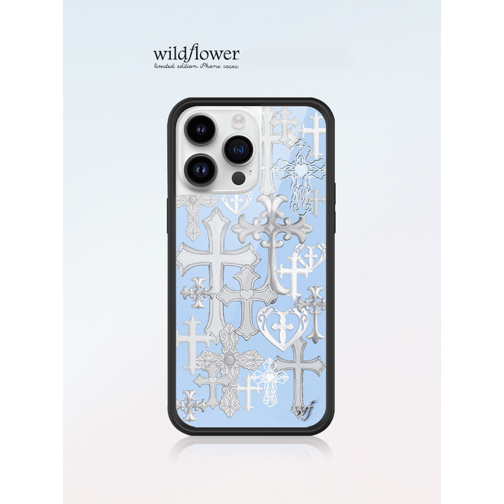 Wildflower Cross Girl เคสโทรศัพท ์ สําหรับiPhone 15 14 13 12 Pro Max Hard WFปลอกซิลิโคนAnti-FallingกันกระแทกปกหลังสําหรับiPhone 14 15 Plus