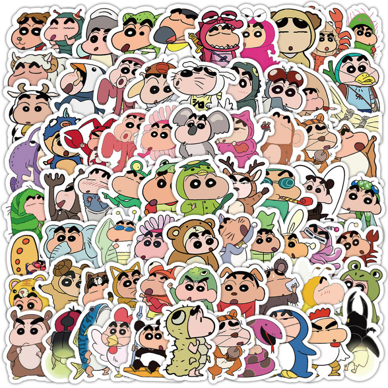 สติ๊กเกอร์ Crayon Shin-chan 100PCS สติกเกอร์แฟชั่น กันน้ํา DIY สติ๊กเกอร์การ์ตูน สติกเกอร์กรณีโทรศัพท์