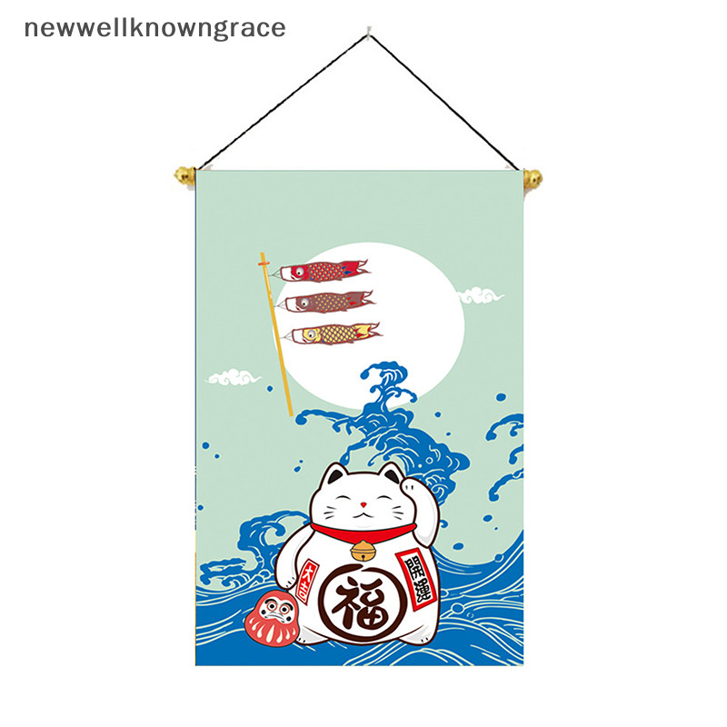 Newwellknowngrace สไตล์ญี่ปุ่นร้านซูชิธง Lucky Cat แขวน String เทศกาลร้านอาหารโรงแรมผับแบนเนอร์กาแฟผ้าม่านตกแต่งบ้าน TH