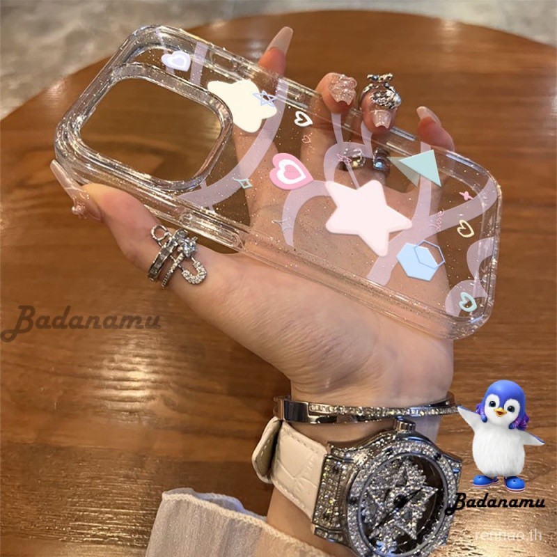 เคสโทรศัพท์มือถือแบบนิ่ม ใส กันกระแทก ลายกราฟฟิตี้ดาว กลิตเตอร์ หลากสี เรียบง่าย สําหรับ iPhone 15 14 13 12 11Promax X XR XS 7plus 8plus 11 12 13 14 15 pro