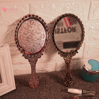 Renbg 1 ชิ้นแบบพกพา Vintage กระจกแต่งหน้า Hand Hold รูปไข่รอบกระจก Noble คืนวิธีโบราณ Court Mirror เครื่องมือความงาม TH