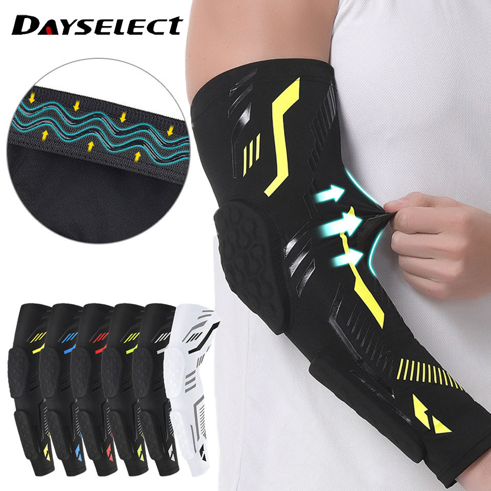 Dayselect 1PCS Honeycomb แผ ่ นแขนยาว Shock Absorption ไม ่ มี Slip Elbow Protectors บาสเกตบอลขี ่ แรงดันแขนการฝึกอบรม Guard