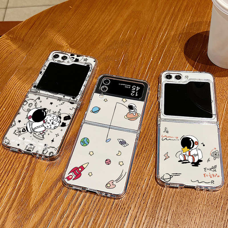 Samsung Z Flip 5 Z Flip4 ZFlip 3Z Flip 6 นักบินอวกาศน ้ ําหนักเบาเคสโทรศัพท ์ พับโปร ่ งใส