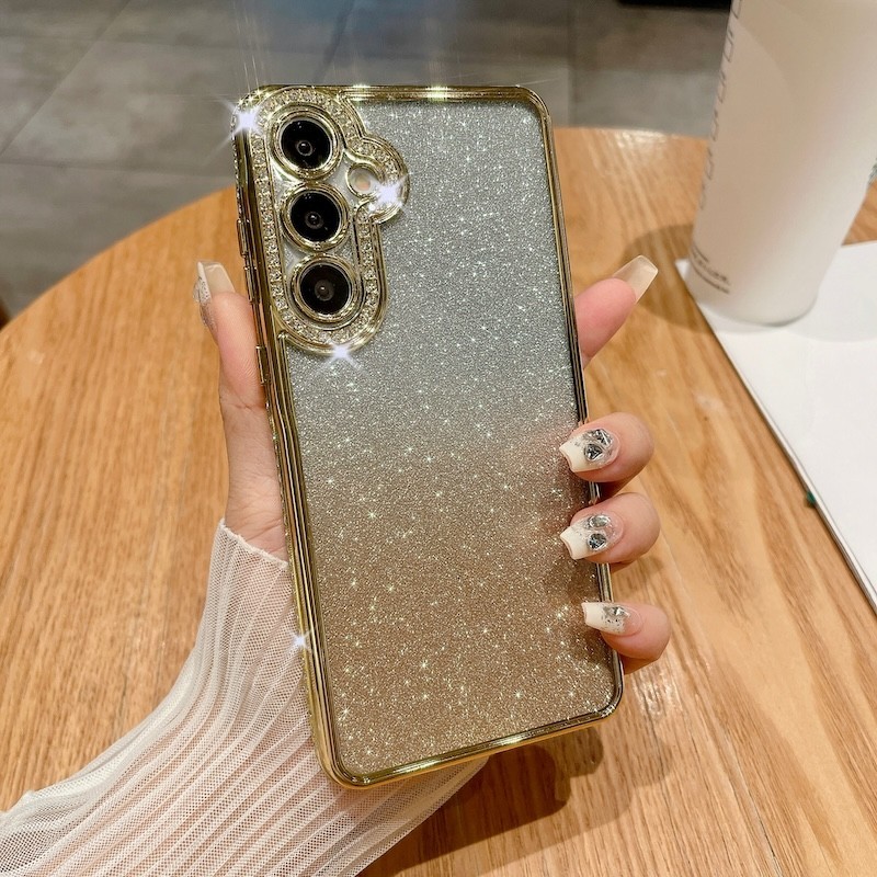SAMSUNG สําหรับsamsung A15 A25 A24 A35 A55 A05s 5GหรูหราGradientสีชุบClear Bling Glitter Rhinestonesเพชรกรณีซิลิโคนอ่อนนุ่ม