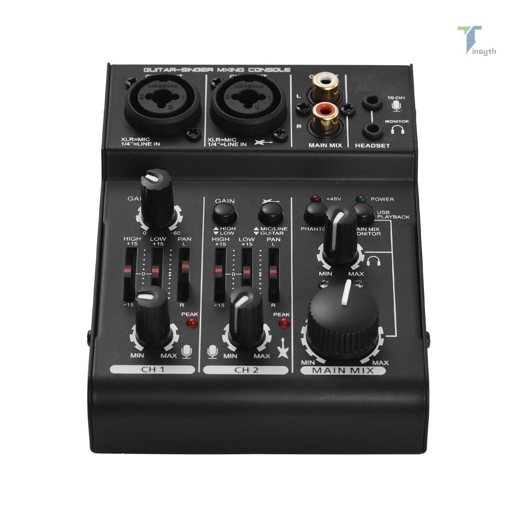 ♬|Wecan Mini 3-Channel การ์ดเสียงผสมคอนโซลดิจิตอลมิกเซอร์ในตัว 48V Phantom Power 5V USB Powered สําห