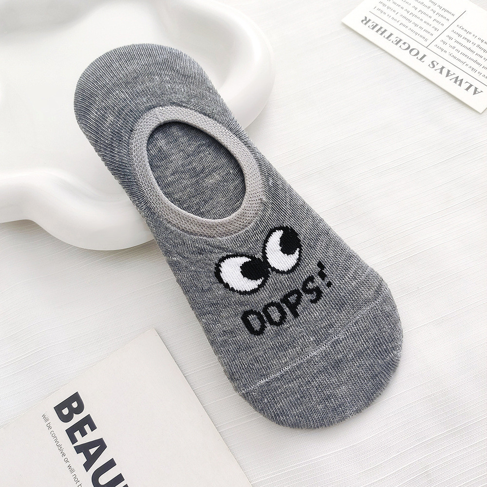 ถุงเท้า ถุงเท้าผู้หญิงถุงเท้าเรือส้นหล่นถุงเท้าผ้าฝ้ายบางฤดูใบไม้ผลิฤดูใบไม้ร่วงน่ารักตาโตผู้หญิงสีทึบกันลื่นอินวิส - รูปที่ 7