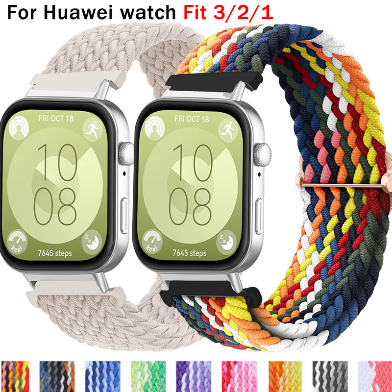 สายถัก Solo Loop สําหรับ huawei watch Fit 3/2/1 อุปกรณ์เสริมปรับกีฬาไนลอนเปลี่ยนสร้อยข้อมือ correa huawei fit3 band