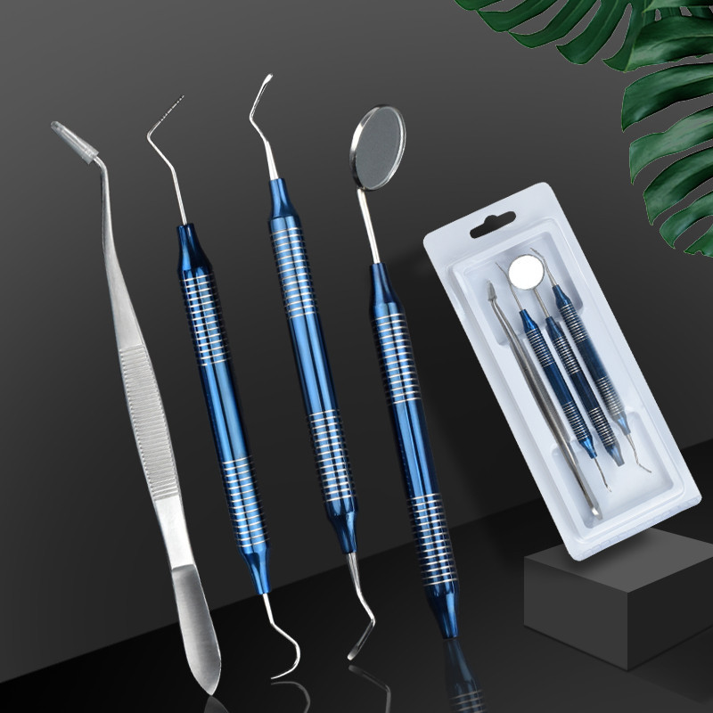 4 ชิ้นเครื่องมือทําความสะอาดฟันทันตกรรม Tartar Scraper Plaque Remover ทันตกรรมการตรวจสอบกระจก Probe Scaler เครื่องมือทันตกรรม