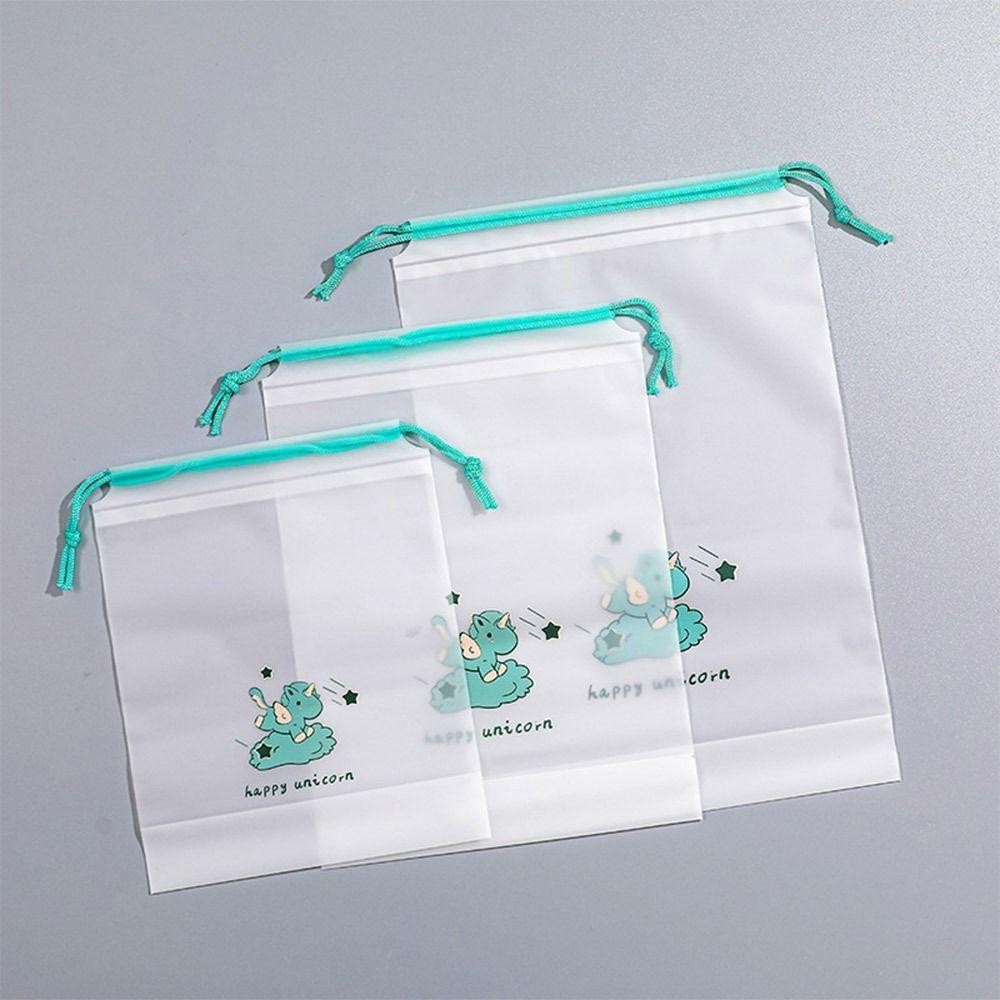 UUMIR ถุงเก็บรองเท้า, การ์ตูนไดโนเสาร์ Matte โปร่งใส Drawstring Bag, Creative PE แขวนกระเป๋ากันฝุ่น Travel Bundle กระเป๋าเดินทางกลางแจ้ง/Busness Trip