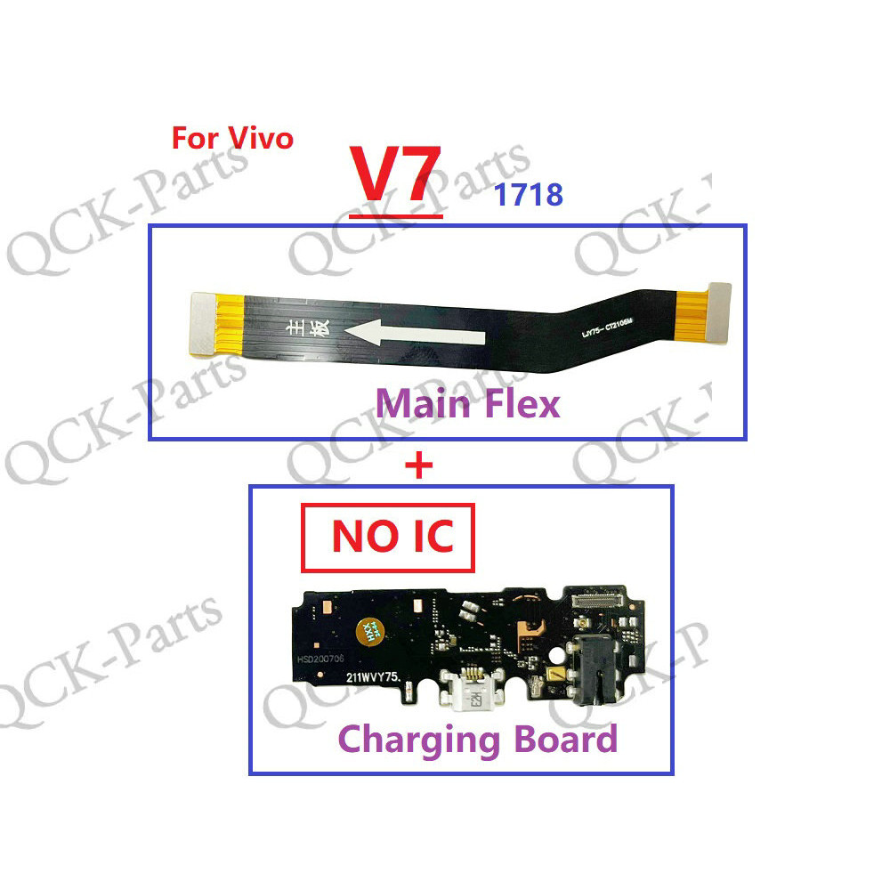 เมนบอร์ดหลัก Flex สําหรับ Vivo V7 1718 พร้อม IC Micro USB Charger Connector Flex สายไมโครโฟน USB ชาร์จ Dock PCB Board พร้อม Vibrator Flex สาย - รูปที่ 2