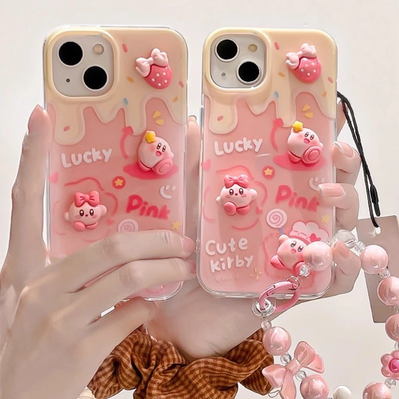 ใช้งานร่วมกับสําหรับiphone 15 14 13 12 11 Pro MAX X XR XS MAX 7 8 Plus SE 2020 น่ารักการ์ตูนสามมิติสตรอเบอร์รี่Star Kabiเคสโทรศัพท์ปกอ่อน