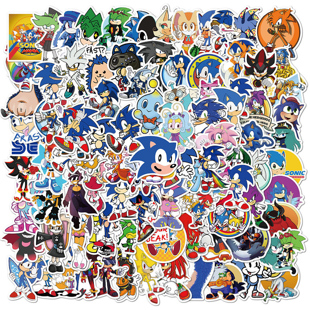 100 ชิ้น Sonic The Hedgehog การ์ตูนวิดีโอเกมสติกเกอร์กันน้ํา PVC