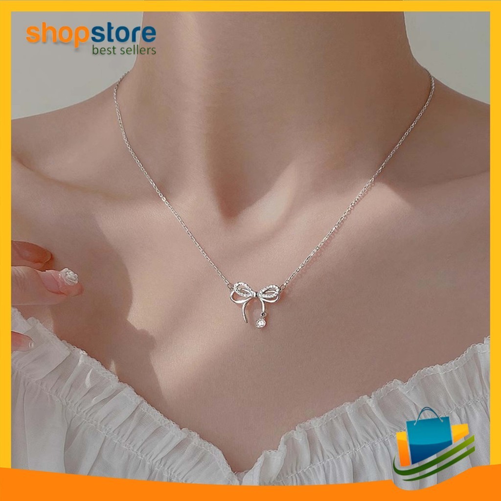 สร้อยคอแบบบางหรูหรามีริบบิ้นผูกลาย SSB 1171