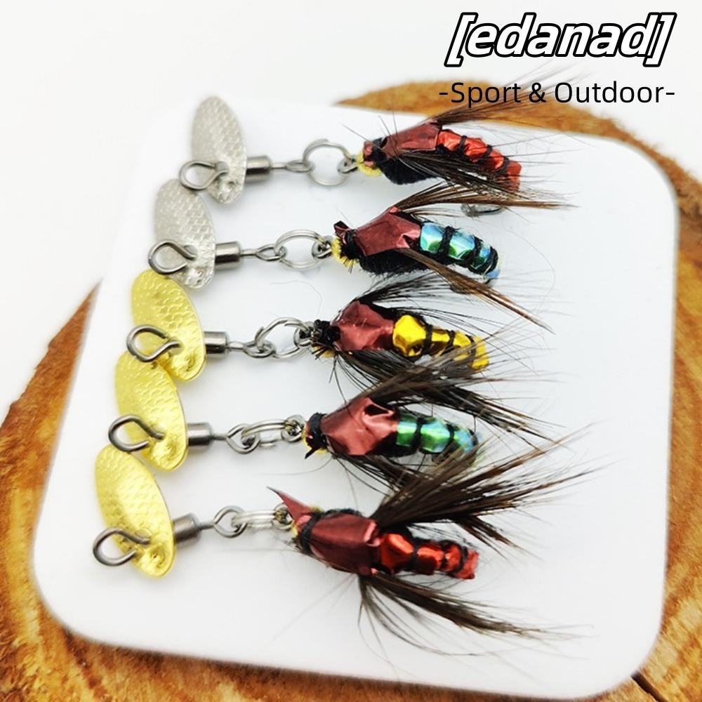 Edanad 1/5PCS Bionic Fly Fishing Bait, แมลงวัน Fly Fishing Hook ปลาเทราท์ Jigs, ความคิดสร้างสรรค์อุปกรณ์ตกปลา Spinner เหยื่อว่ายน้ํา Fly Fishing